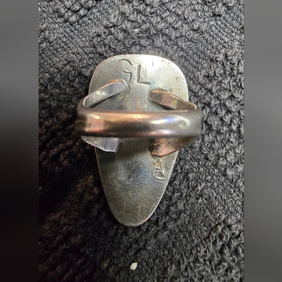 NAVAJO 925 Sterling Silver Vintage Coral Cutout Cocktail Ring Size 6 - Picture 3 of 6